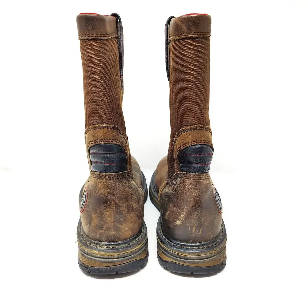 ROCKY Mens 9 Boots Work Pull On Composite Toe Waterproof Brown Leather